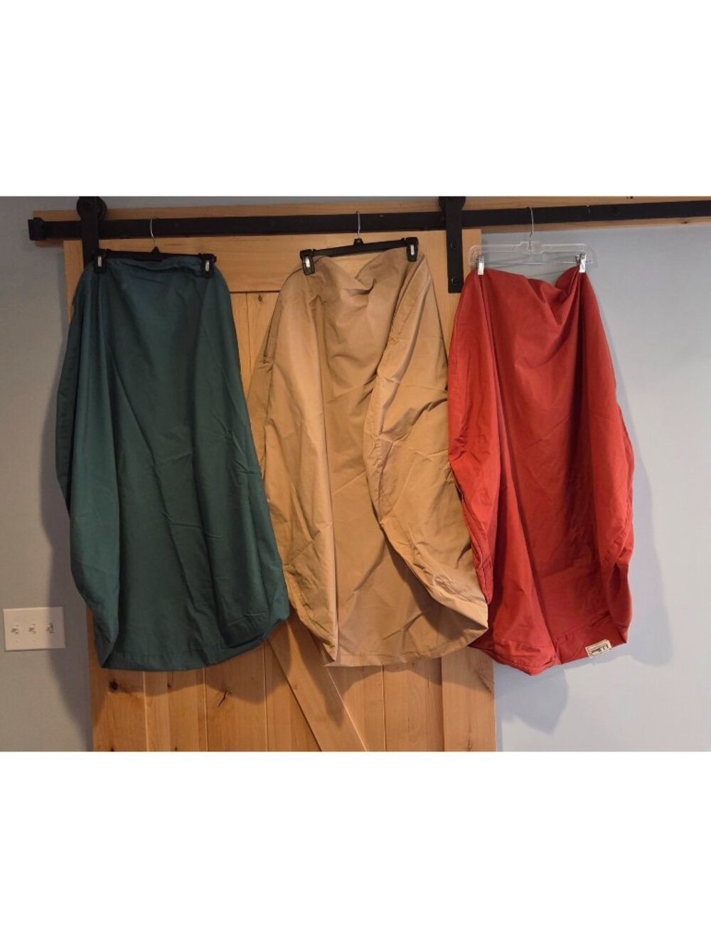 LL Bean Dog Bed Cover Large about 41" Round Tan Green Orange Zipper USA